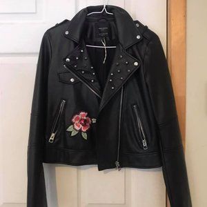 FAUX LEATHER JACKET EMBROIDERED